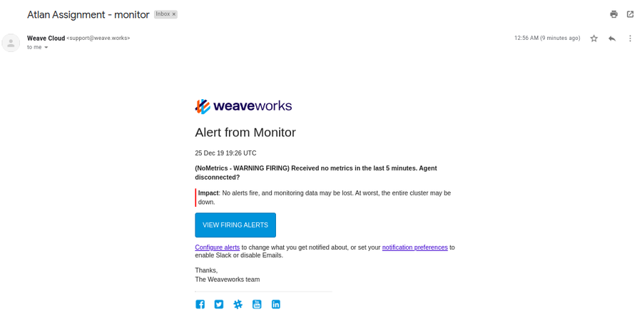 Weave Cloud email alerts